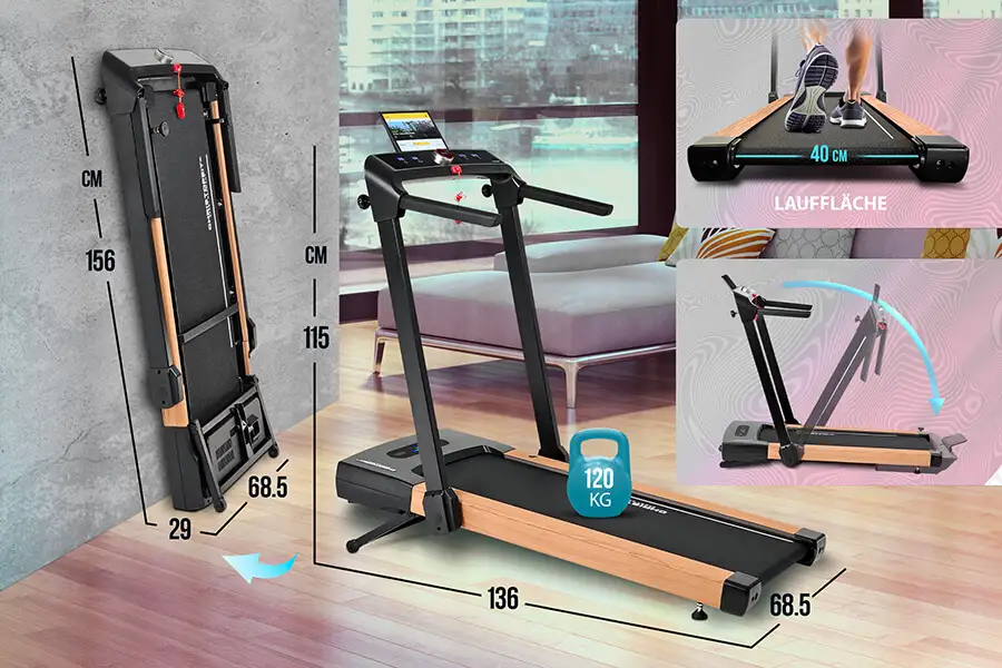 Laufband 2in1 Holz: Kompakt, klappbar, clever